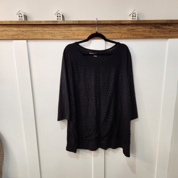 Women's Black Lace overlay top Sz 3X - Picture 2 of 9
